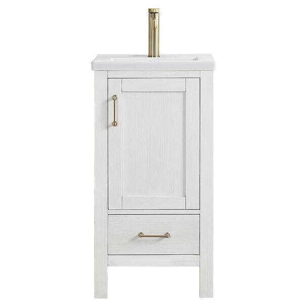 ROSWELL Gela 18.1 in. W x 15.8 in. D x 34.5 in. H Single Bath Vanity in White with White Drop-In Ceramic Basin
