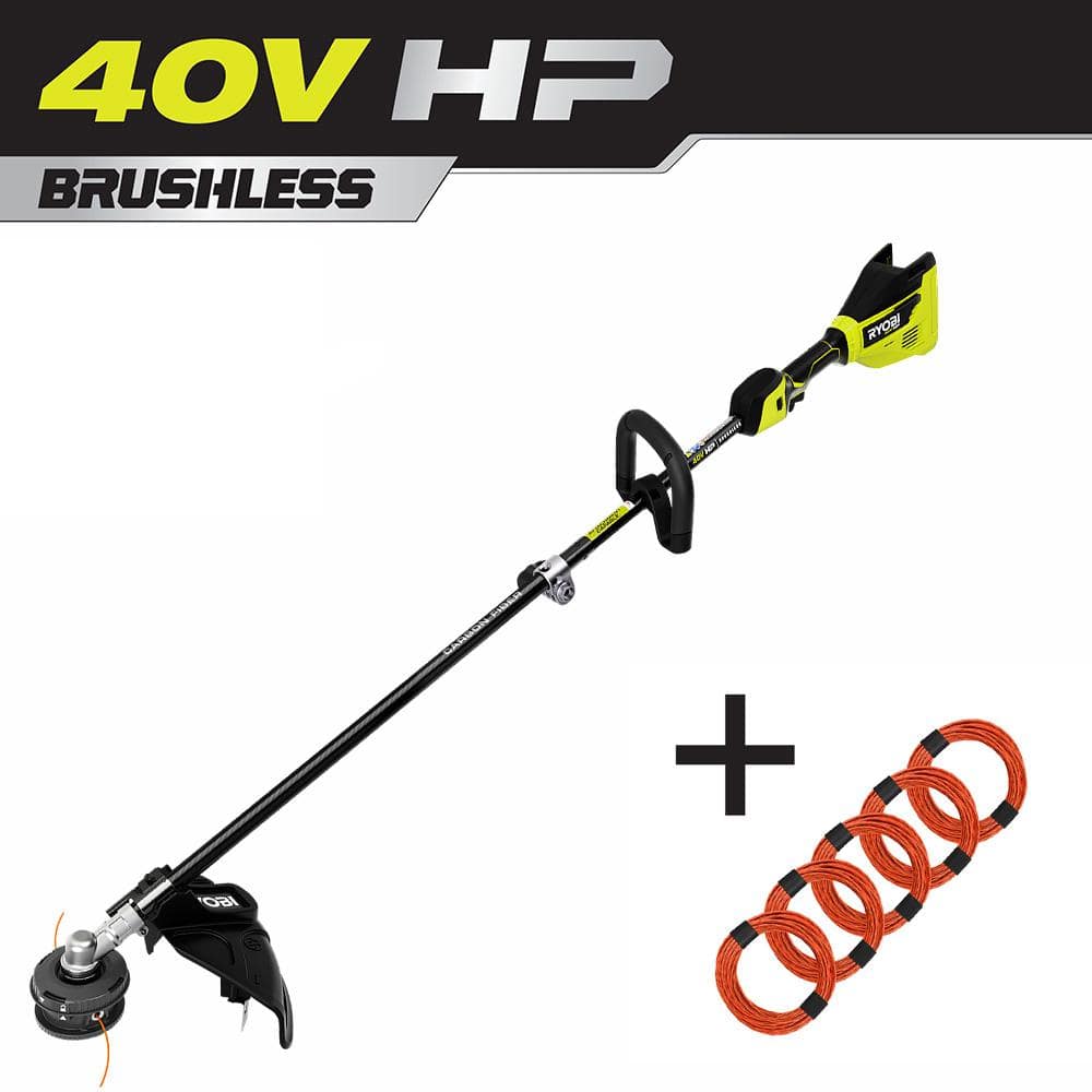 RYOBI 40V HP Brushless Cordless Carbon Fiber Shaft Attachment Capable String Trimmer (Tool-Only) with 5-Pack of Pre-Cut Line -  RY40209BTL-AC