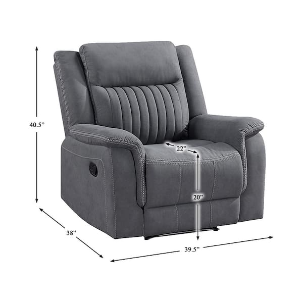 Lazzara Gabi Gray Microfiber Manual Recliner 9646GY-1 - The Home Depot