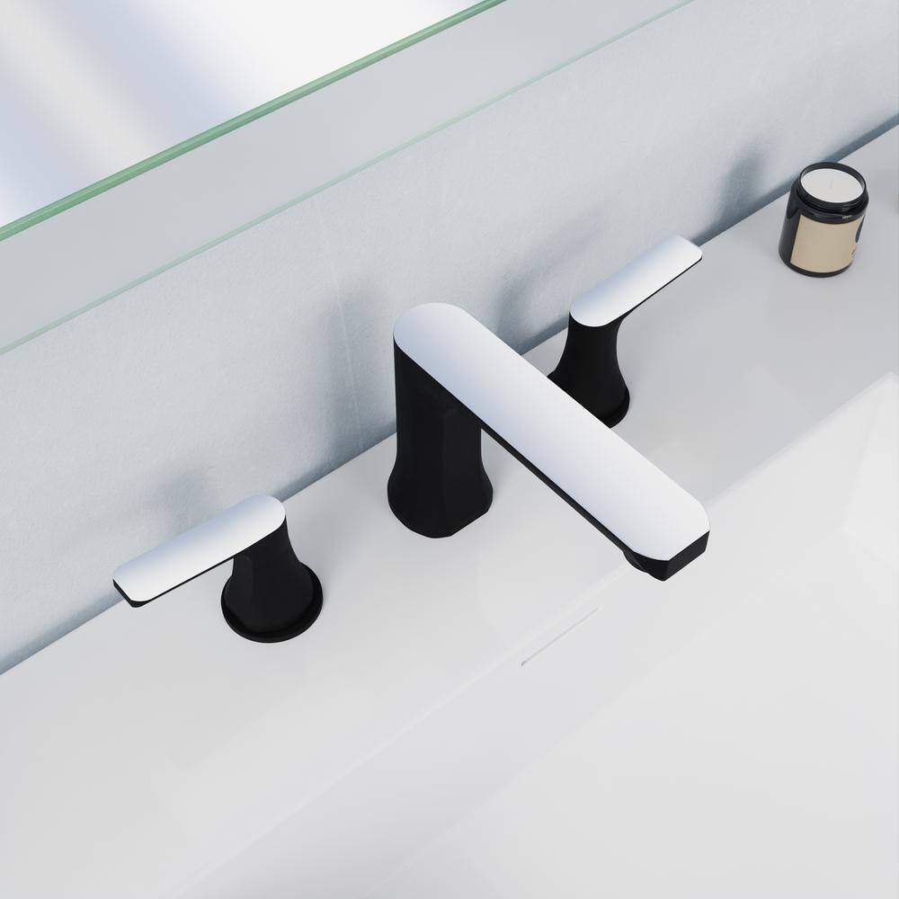Matte Black and Chrome 2-Handle Widespread Bathroom Faucet
