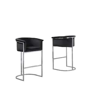 Jessica 24 in. Black Low Back Silver Metal Frame Counter Height Chair with Velvet Fabric (Set of 1)