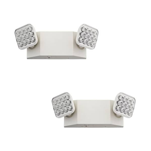 Contractor Select EU2C 120/277-Volt Integrated LED White Emergency Light Fixture with Battery (2-Pack)