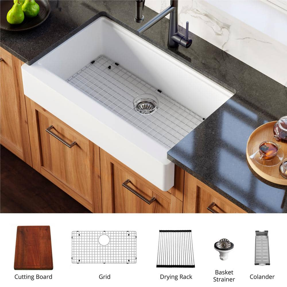 Karran Retrofit Farmhouse Apron Front Quartz Composite 34 in. Double Bowl Kitchen  Sink in Grey QAR-750-GR - The Home Depot