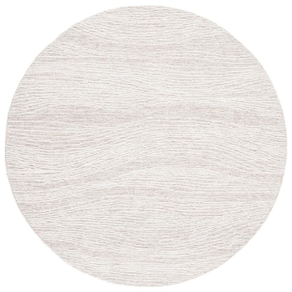 Metro 10 ft. x 10 ft. Round Natural/Ivory Abstract Waves Area Rug