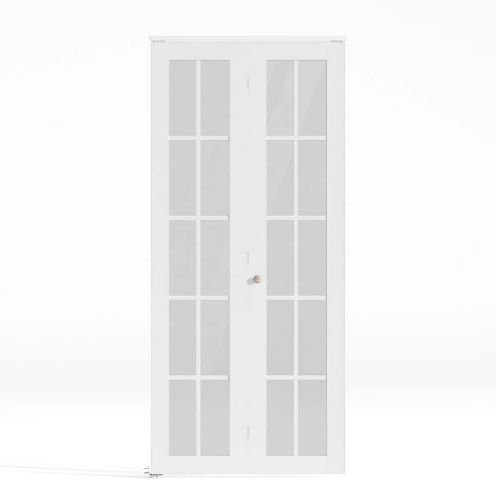 18 in x 78.75 in. 10 Lite Clear Glass Solid Core White Composite Bi-fold Door with Hardware price history on PriceWatchPro