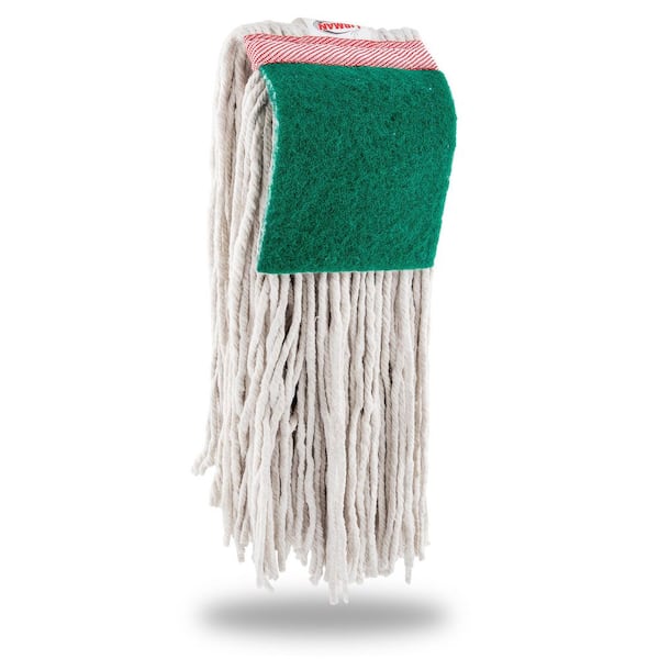 24-String Mop Cotton Cut-End Wet Mop Head with Scouring Pad (12-Pack)