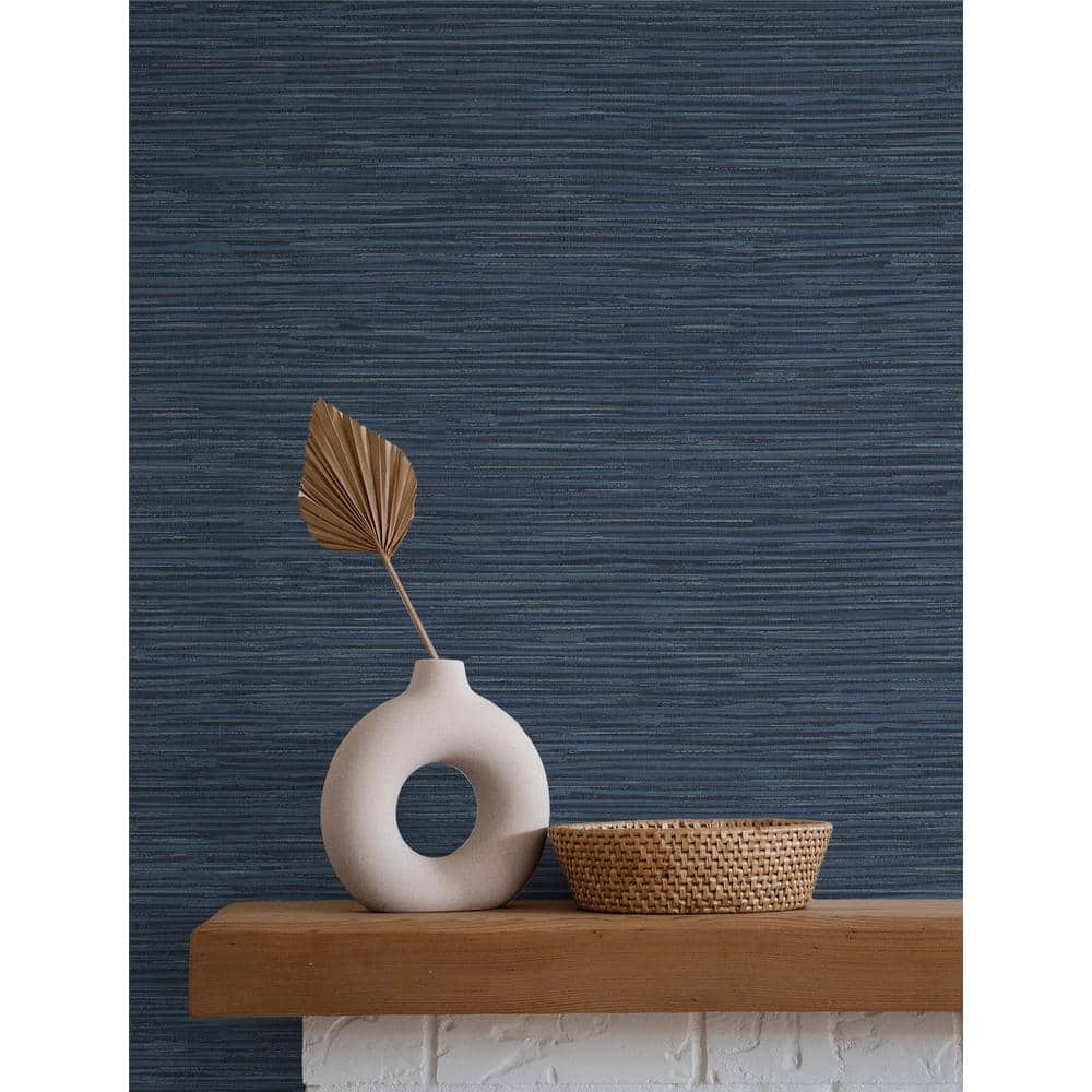 Cyprus Blue Faux Grasscloth Peel and Stick Wallpaper