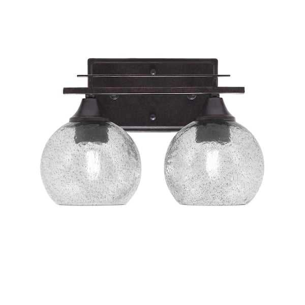 Unbranded Ontario 13 in. 2-Light Vanity Light Dark Granite 5 in. Smoke Bubble Glass Shade