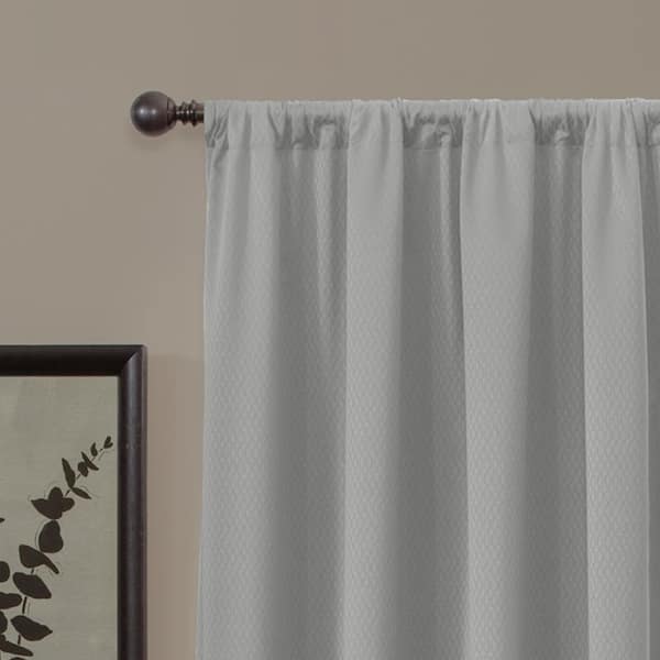 Grey Geometric Thermal 50 in. W x 63 in. L Rod Pocket 100% Blackout Curtain