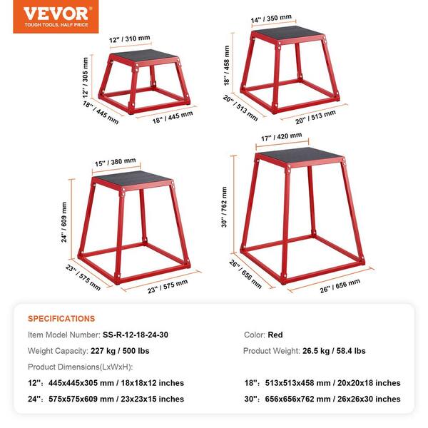 Vevor plyometric boxes 12 inch 18 inch 24 inch plyometric platform jump box exercise plyometric jump boxes for jump training sale