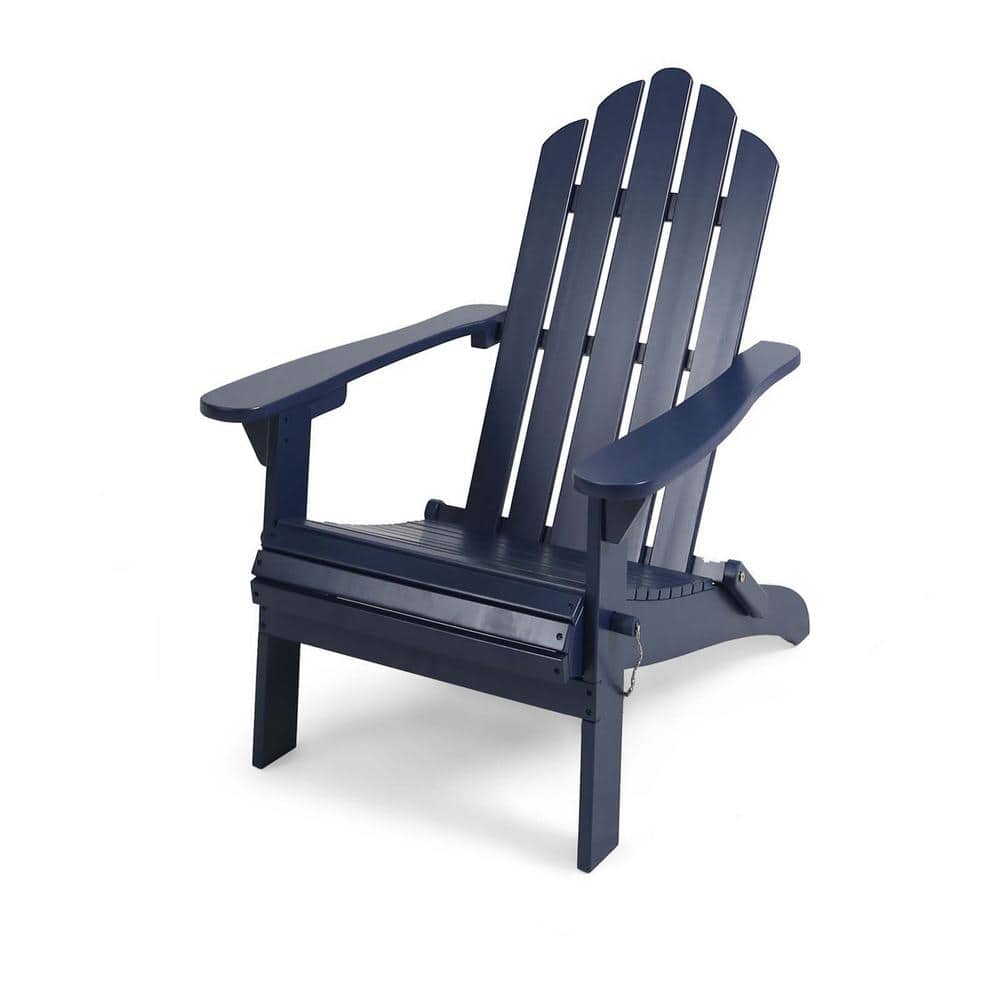 Tunearary 35.50 in. W Outdoor Solid Wood Adirondack Chair in Blue for ...