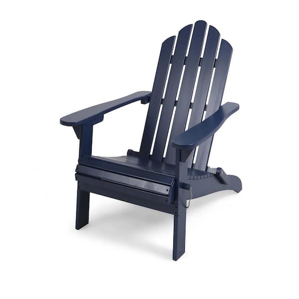 Tunearary 35.50 in. W Outdoor Solid Wood Adirondack Chair in Blue for ...