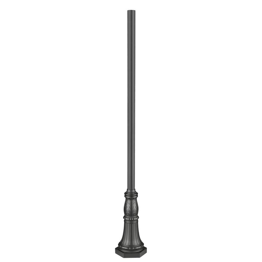  Outdoor Post 96 in. Black Aluminum Hardwired Surface Mount/Base Outdoor Weather Resistant Light Post