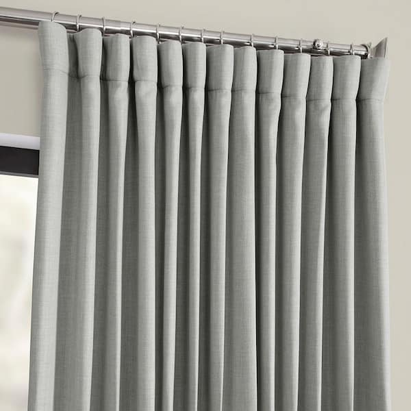 Exclusive Fabrics Furnishings Heather Grey Faux Linen Extra Wide Room Darkening Curtain 100 In W X 84 L 1 Panel Boc Ln1859 84dw Furnishings Heather Grey Faux Linen, Extra Wide Curtain Panels Pinch Pleat