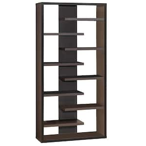 70.75 in. Brown Wood 9-shelf Standard Bookcase with Open Back