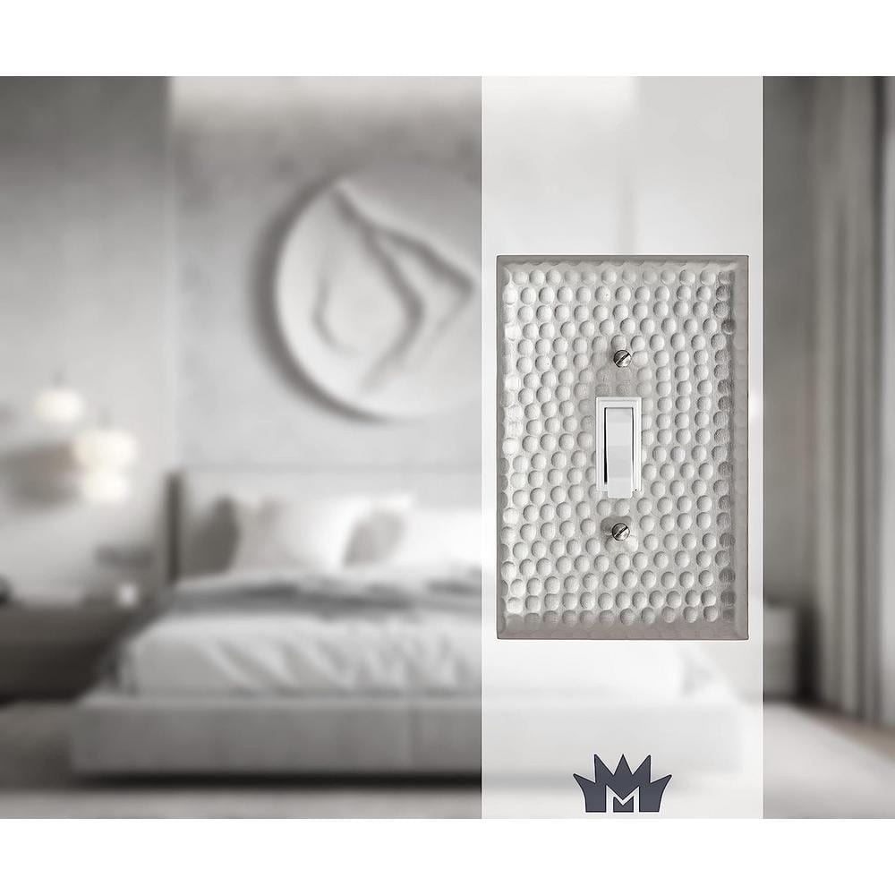 Brushed Nickel Hand Hammered 1-Gang Metal Toggle Wall Plate