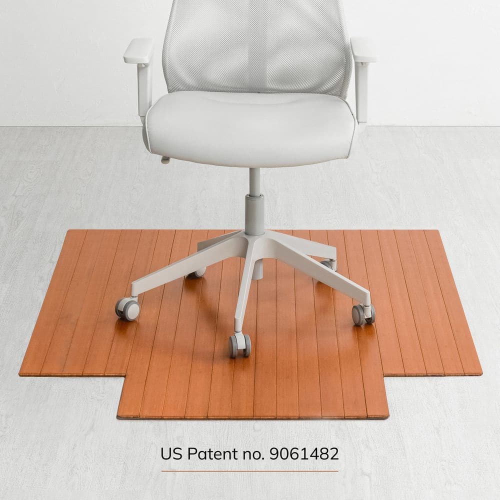 Anji Mountain Walnut 44 in. x 52 in. Bamboo Roll-Up Chair Mat with