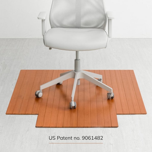 Walnut 44 in. x 52 in. Bamboo Roll-Up Chair Mat with Lip