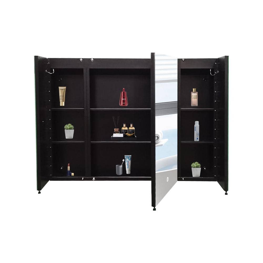 36 in. W x 26 in. H Anti-Fog Dimmable Rectangular Black and Silver Iron Surface Mount Large Medicine Cabinet with Mirror price history on PriceWatchPro