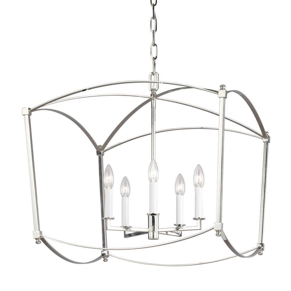 Polished Nickel Mini Cage 5-Light Lantern