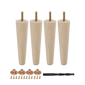 6 in. x 1-9/16 in. Mid-Century Unfinished Hardwood Round Taper Leg (4-Pack)