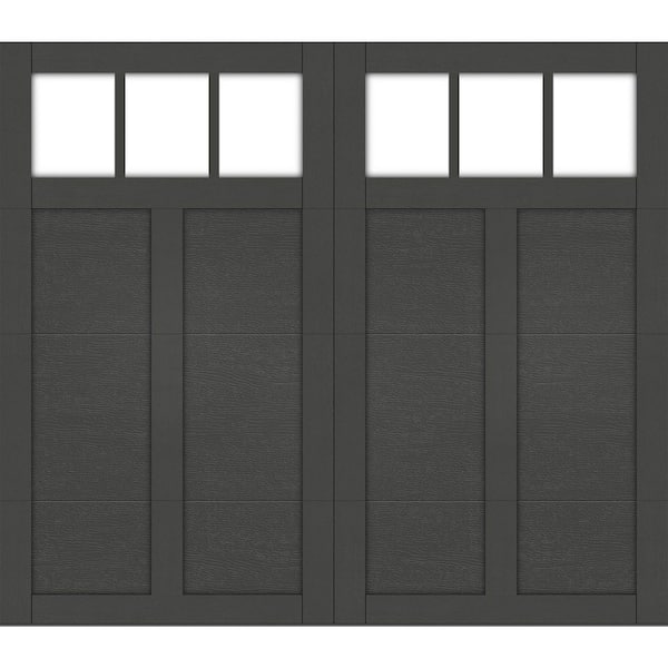 Canyon Ridge Elements 8 ft. X 7 ft. 6.5 Insulated Design 12 Iron Ore Garage Door With Large REC13 Windows