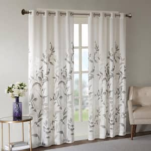 Vera Grey Rayon/Polyester 50 in. W x 84 in. L Burnout Printed Semi- Sheer Curtain (Single Panel)