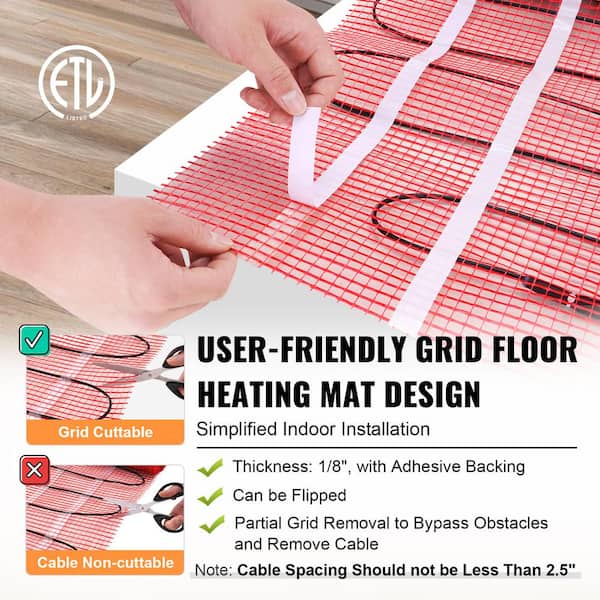 VEVOR Floor Heating Mat 30 Sq. ft Electric Radiant In-Floor Heated Warm  System with Digital Floor Sensing Thermostat ZZWZDBCNXTHCMDO38V6 - The Home  Depot