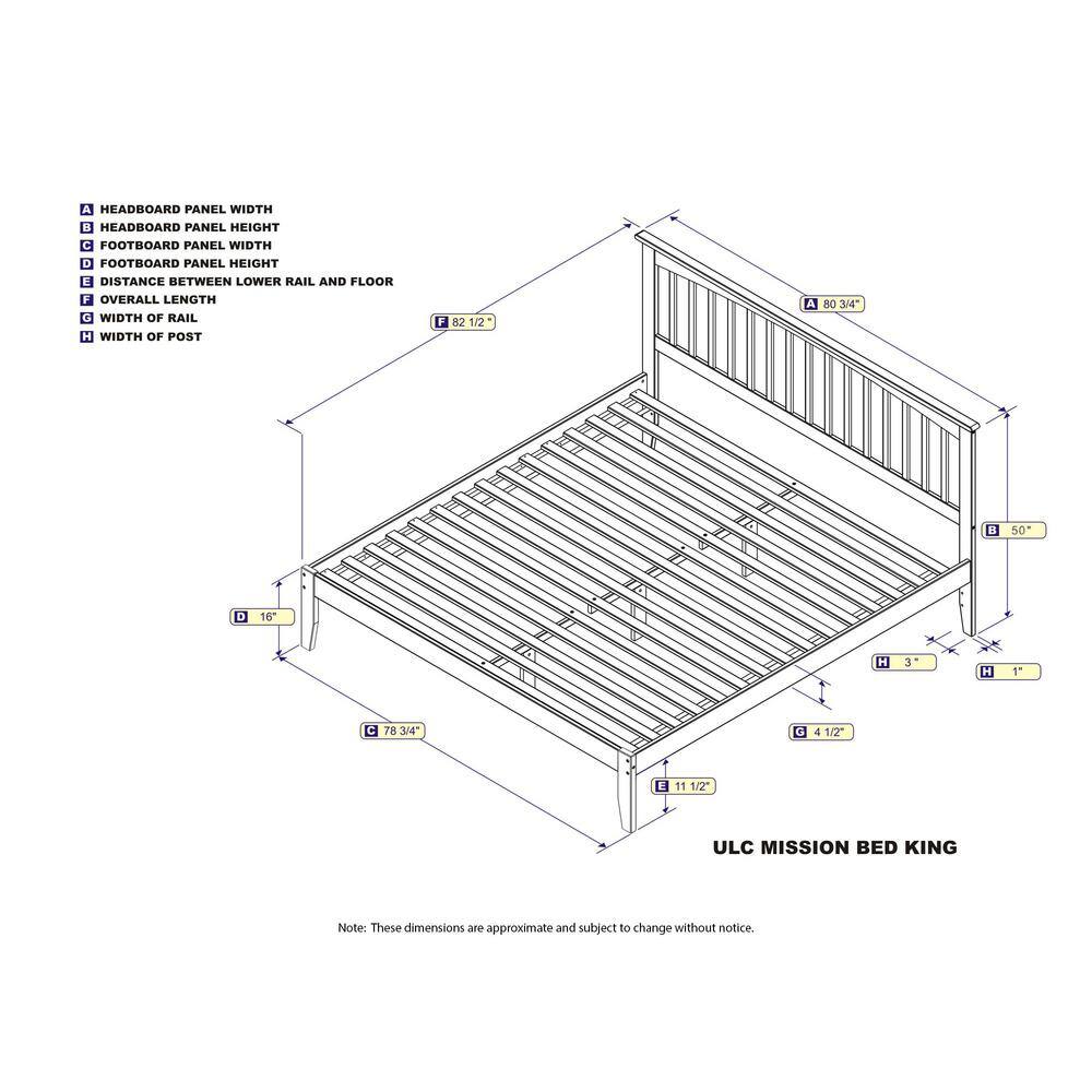 Mission King Size Platform Bed with Slatted Wood Headboard in Light Finish