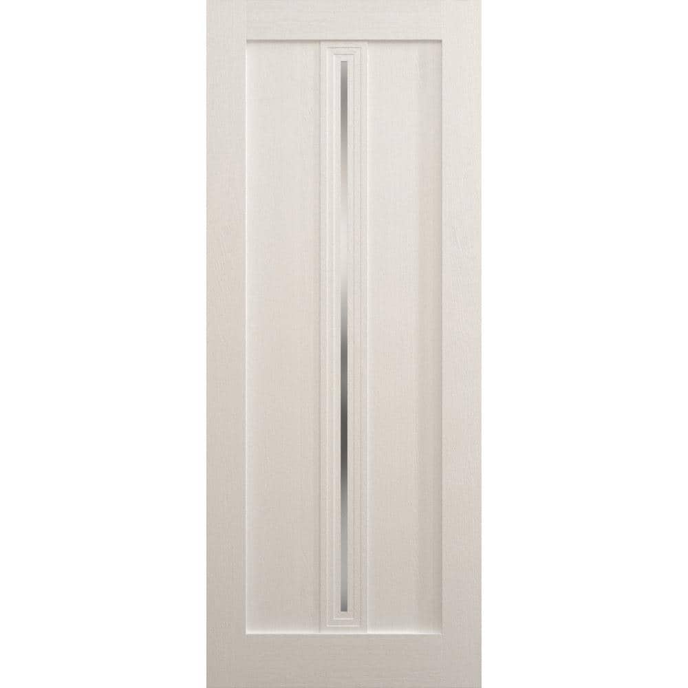 28 in. x 80 in. Frosted Glass Painted White Oak Solid Wood Interior Door Slab With Hardware price history on PriceWatchPro