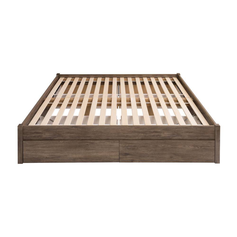 Prepac Select Drifted Gray King 4-Post Platform Bed with 4-Drawers DBSK ...