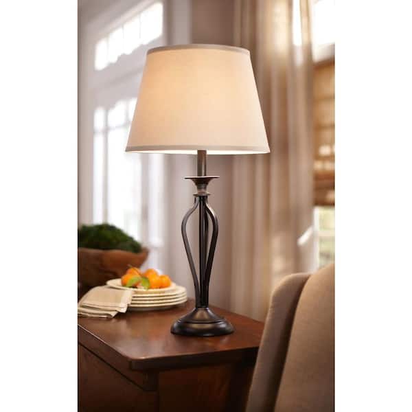 efficiëntie succes tekort Hampton Bay Rhodes 28 in. Bronze Table Lamp with Natural Linen Shade  HD09999TLBRZC - The Home Depot
