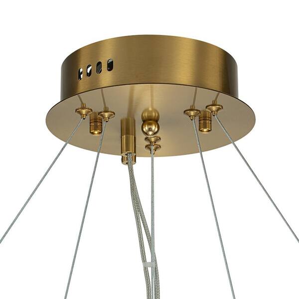 HUOKU Ciby LED-Light 23.6 in.W Brass Integrated LED Crystal