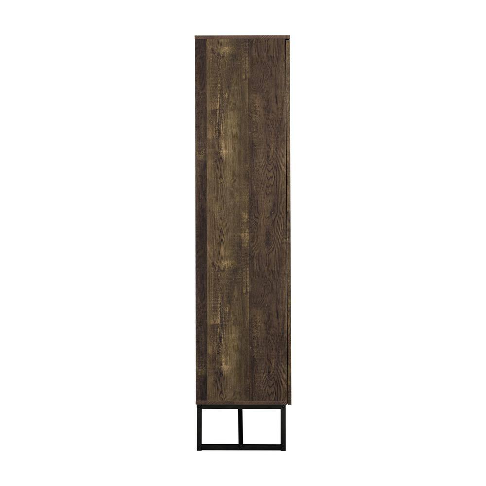 Rustic Oak Tall Office Cabinet with Adjustable Shelving