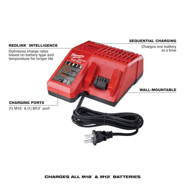 M18/M12 Batteries MILWAUKEE M18™ Stater Kit Includes a M18™ XC High Capacity REDLITHIUM™ 54Wh Battery and a Multi-Voltage Charger System