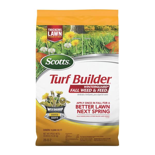 Scotts Turf Builder 33.84 lbs. 12,000 sq. ft. WinterGuard Weed Killer Plus Fall Dry Fertilizer