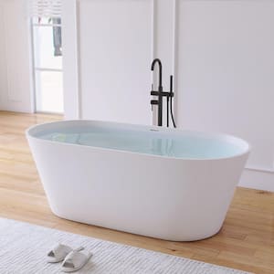 Maria 63 in. Stone Resin Solid Surface Matte Flatbottom Freestanding Bathtub in White