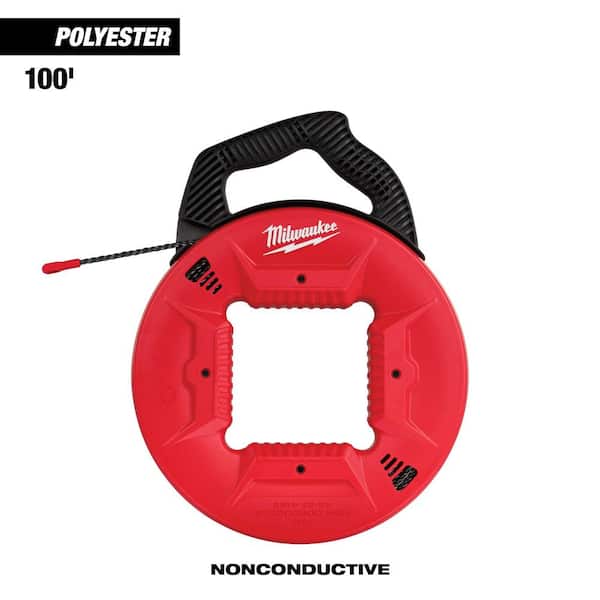 Milwaukee 100 ft. Polyester Fish Tape with Non-Conductive Tip 48-22-4165 -  The Home Depot