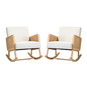 Williams Linen Rocking Chair with Rattan Arms (Set of 2)