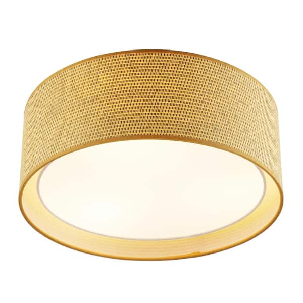 WINGBO 20 in. 5-Light Drum Flush Mount, Flaxen Finish