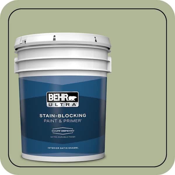 BEHR ULTRA 5 gal. #PPU11-08 Moss Print Extra Durable Satin Enamel Interior Paint & Primer