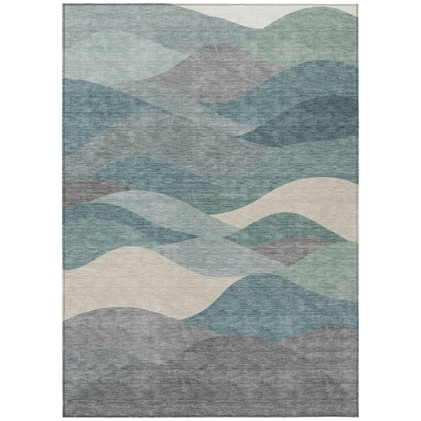 Chantille Machine Washable Indoor/Outdoor Abstract ACN2378 Teal 5 ft. x 7 ft. 6 in. Area Rug