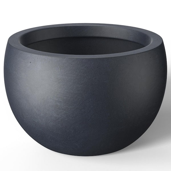 Sapcrete 20.5 in. Large Granite Gray(Enhanced Interior) Concrete Round Planter / Pot with Drainage Holes