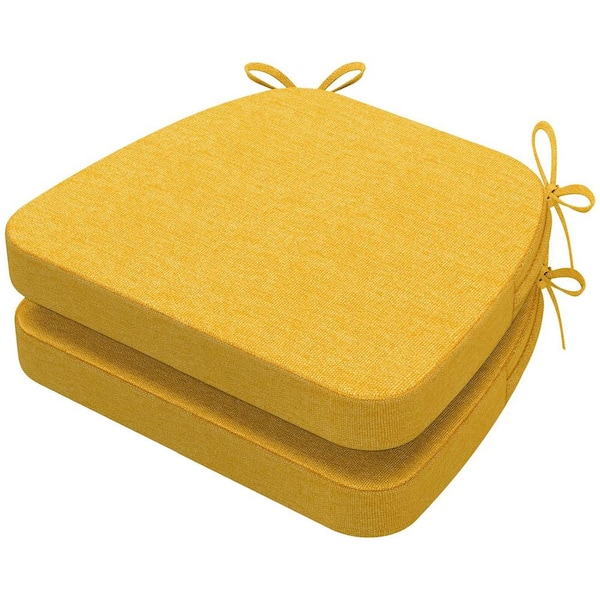 Unbranded 17" x 16" x 2" D-Shaped Indoor Chair Cushions with Removable Cover for Dining Chairs in Golden Yellow (Set of 2)