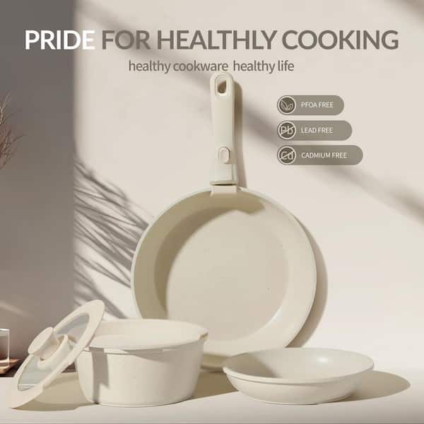 Anqtovp 8-Piece Non-Toxic Ceramic Cookware Set with Removable