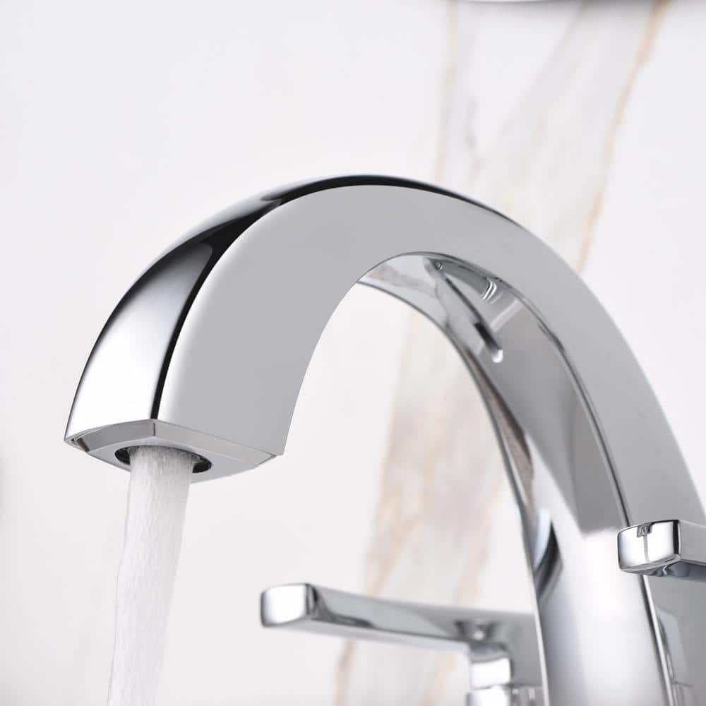 Chrome Polished 2-Handle Centerset Bathroom Faucet with Drain Assembly