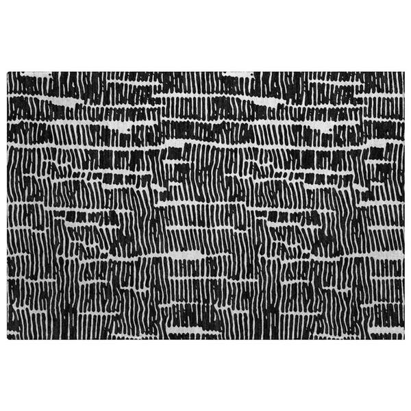 Dream Shag Premium Machine Washable Abstract ADS830 Black 3 ft. x 4 ft. Area Rug