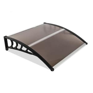 39 in. Black Bracket Door and Window Fixed Awning in Brown