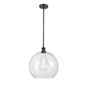 Athens 1 Light Matte Black Globe Pendant Light with Clear Glass Shade