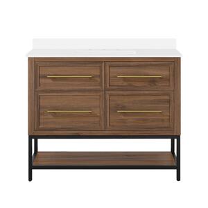 Corley 42 in. W x 19 in. D x 34.5 in. H Single Sink Bath Vanity in Spiced Walnut with White Engineered Stone Top